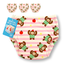 HO-OH 조임없는 유아용 순면 6중 방수 원숭이 배변 훈련팬티 4종 세트, 4개, 핑크