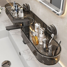 쌍문상회 무타공 욕실선반 화장실 세면대 물빠짐 거치대, 블랙