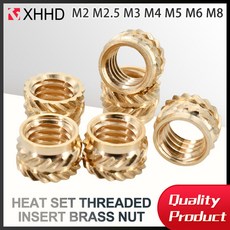 100-300Pcs M2 M2.5 M3 M4 M5 M6 M8 열 세트 스레드 인서트 황동 너트 핫멜트 널링 인서트 더블 능직 삽입 구리 너트, [00] 100PCS