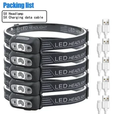 휴대용 LED 센서 헤드램프 야외 캠핑 비상 랜턴, 4)5pcs, 05 5pcs