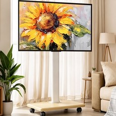 FANOBO 티비 거치대 좌우 조절 가능 티비스탠드 휴대용 tv거치대 25~70인치 이동식tv 적용 40KG 하중 이동식 tv 거치대, 원목색, 1개