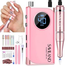 SAVILAND 전기 네일 드릴 40000RPM 키트가 포함된 전문 기계 키트 휴대용 파일 용품 충전식 매니큐어 페디큐어 살롱, 3CPInk Professional Nail Drill