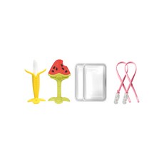 앙쥬 베스트 치발기 2종 (선택) + 케이스 2p 세트, 혼합색상, 1세트, 바나나+3D수박