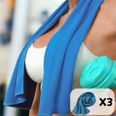 더모은 3초 흡수 쾌속 건조 스포츠타올, 3개, 스카이블루