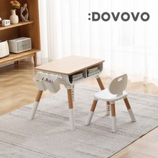 [도보보] 유아책상 의자 세트 아기 어린이 높이조절 미술 놀이 블럭 테이블 원목 우드, 심플-책상(스카이)