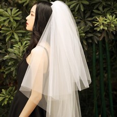 셀프웨딩 베일면사포 웨딩소품 브라이덜샤워 헤어소품, 면사포