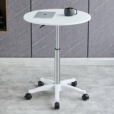 높이조절 원형 테이블 원룸 탁자 리프트 소파 식탁 감성, 60cm 화이트 59-80cm