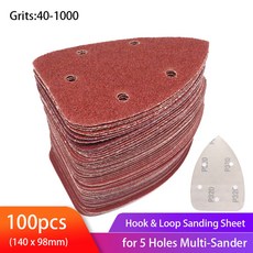 셀프 접착 사포 삼각형 샌더 샌드페이퍼 후크 루프 샌딩 시트 연마 디스크 그릿 40-100 용 1000, 1개, 01 40