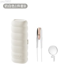 寶寶兒童發光耳勺寶寶掏耳朵扒耳采耳帶燈耳勺耳鑷子套裝挖耳勺, 1個, 奶白色一件套B(耳鑷+1鏡)