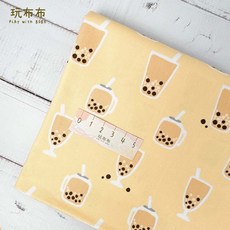 玩布布 幼兒園手帕/圓形手帕夾/擦手巾 - 可愛造型、柔軟親膚、吸水速乾, 1個, 珍珠奶茶, 黃色