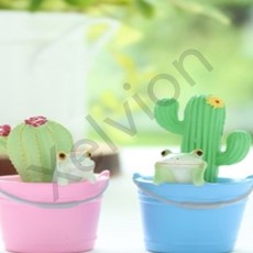 트레분 개구리와 선인장 2종 빈티지개구리오브제 거실개구리오브제 선인장인테리어소품 개구리감성장식, 1개