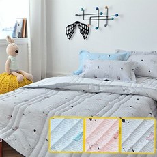 제이리빙 해핑 시어서커 누빔이불 SS 3컬러, 블루