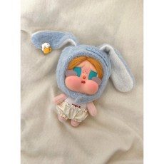 팝마트 크라이베이비 인형옷 휴가 일기 시리즈 화이트 래빗 모자 인형의상 악세사리, 프라푸치노클립 블루 래빗 모자