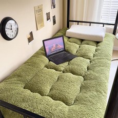 포근한 양털매트리스 두툼한 따뜻한 사계절 발열토퍼, 1cm, 램스울 따뜻한 겨울 매트 그린