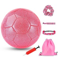 DLUGOPIS 사이즈 4 핑크 축구공 세트 어린이 유아 청소년 축구 액세서리 드로스트링 가방 펌프 헤어밴드 손목 밴드 여아 남아 스포츠 파티 생일 234691, DLUGOPIS 사이즈 4 핑크 축구공 세트 어린이 유