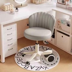 등받이 화장대의자 이동식 높은 스툴 달린 바퀴, 크림그레이+블랙앤화이트 휠