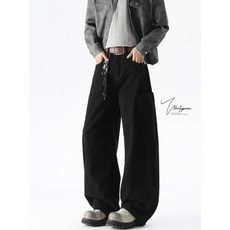 데님 팬츠 워싱 가공 스트레이트핏 루즈핏 봄가을용 고프코어 감성 청바지