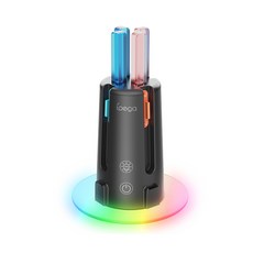 ipega RGB Joy-Con 控制器充電座 適用於 NS Switch/Switch 2代 磁吸四充充電底座, 黑色, 1個, Switch 通用