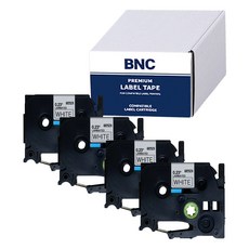 Brother 브라더 호환 라벨테이프 라벨프린터기 라벨기 테이프, 6mm, 흰색바탕/검정글자 4ea