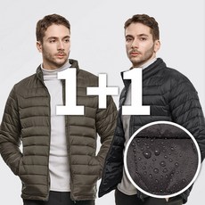 [이지바이] (1+1) 남성 겨울 웰론 융털넥 경량 패딩 자켓_히팅파워 방풍 방한 나일론 빅사이즈 패딩 점퍼 아우터