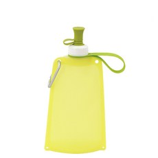 運動便攜摺疊水袋 550ml, 果凍綠 含登山扣, 1套