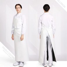 양면 코팅 방수 앞치마 대형 목끈형 두꺼운 업소용 주방 식당 정육 축산 수산 비닐 발목, 화이트(AL14), 1개