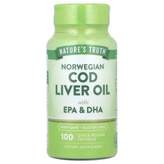 새해 첫좋은선물 Nature's Truth 노르웨이산 대구 간유 EPA 및 DHA 함유 빠른 방출 소프트젤 100정 제대로 할인합니다, NaturesTruth노르웨이산대구간유EPA및DHA함유, 1개