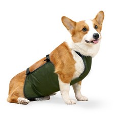 Xilla 犬用防水防髒肚兜 寵物護肚衣, 1個, 軍綠色,M 腹長40cm 體重6-10公斤