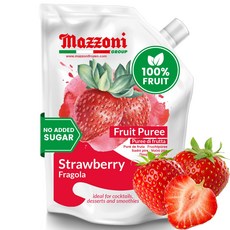 Mazzoni - Strawberry Puree 100% Pure Strawberries Just Fruit No Sugar Added Real Fruit Mixer