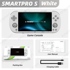 TRIMUI SMART PRO S 휴대용 게임 콘솔 496'' IPS 스크린 올위너 A523 프로세서 홀 조이스틱 RGB 조명 TG505, 02 No Card0 Games, 06 White