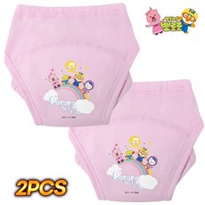 화영탈렌트 뽀로로 유아 샘방지 순면 배변 훈련 팬티 2P, 2개, 핑크