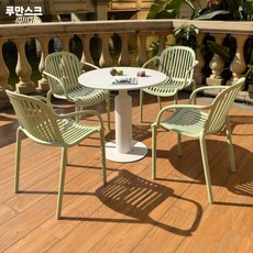 야외용 방수 테이블 의자 세트 발코니 정원용, P_120x70 테이블+대나무 의자x4