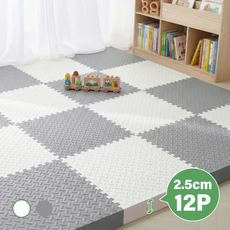 CozyLab 2.5cm 퍼즐매트 두꺼운 바닥 매트 12P 강아지 베란다 거실 놀이방 층간소음 방지, 12개, 화이트