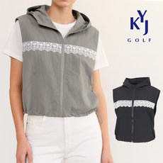 [김영주골프] 봄가을 레이스 후드 집업 베스트 간절기 여성 골프 조끼 DPFLVE78