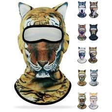 Peicees 3D 동물 방한모 페이스 커버 귀 포함 할로윈 음악 축제 레이브 파티 스키 사이클링 라이딩 오토바이용 동물. 단일 사이즈 162419, 타이거
