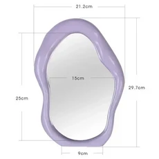 크리 에이 티브 불규칙한 거울 유럽 곡선 메이크업 드레싱 테이블 침실 장식품 홈 인테리어 장식 세면대, 29x21cm, 04 Purple