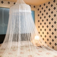 별미상품 꽃무늬 캐노피 모기장 화이트 벌레차단모기장