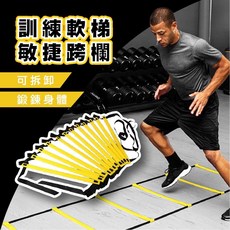 敏捷梯 軟梯 訓練梯 跳格梯 能量梯 跳格子 步伐繩梯 速度梯 足球訓練器材 拳擊訓練, 黃梯片,6米12節, 1個