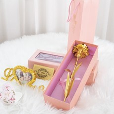 24k금장미 골드 어버이날 선물 금카네이션 브로치, 금카네이션 핑크박스, 1개