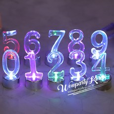 와우파티코리아 LED 숫자 초(실버) 1개, 숫자 0