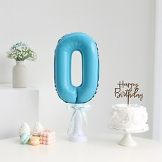 이벤트홀릭 숫자 풍선 스탠드 세트 생일파티용품 기념일, 0, 1개, 블루