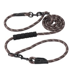 패딩 처리된 손잡이가 있는 2.1m(7.5피트) 튼튼한 강아지 목줄 이중 목줄로 쉽게 변환 핸즈프리 소형견 또는 대형견을 위한 걷기 훈련용 나일론 목줄 (커피 브라운), Coffee Brown