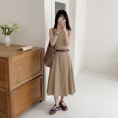 데일리 밴딩 플레어 롱스커트 모먼트 코튼 플레어 A라인 스커트 여성 코튼 스커트