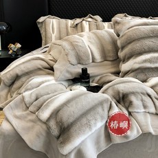 椿嶼 冬季加厚牛奶絨四件套 珊瑚絨保暖被套, ';';';巴克洛 玄灰';';';,1.8m床單款四件套（適用200*230