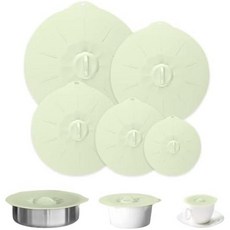 일본 직배송 Aninako 실리콘 뚜껑 5개 세트 드롭 프라이팬 캔 밀봉 용기 흡입력 팬 조리 보관 내한성 내열성 편리한 재사용 가능, 1)green light green, 1개