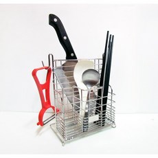不鏽鋼桌上型刀架筷子籃 廚房收納架, 1個, 不鏽鋼色