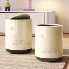 卡通簡約垃圾桶 2025新款客廳大容量防臭衛生桶 臥室宿舍高顔值紙簍, 【13L大容量】慵懶的午後垃圾桶（不帶蓋