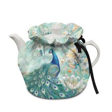 소노이에 카디널 버드 벚꽃 프린트 찻주전자용 면 티 코시 따뜻한 찻주전자 커버 가정용 주방 식탁 장식용 보온 주전자