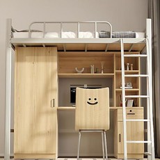 책상침대 일체형 기숙사 학생 책상 조립식 수납 침대세트, 200x90 침대+캐비닛+테이블