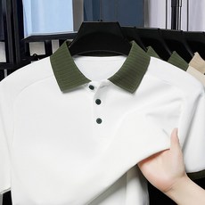 AURALA 남자 여름 루즈핏 카라티 반팔티 캐주얼 반팔 티셔츠 데일리룩